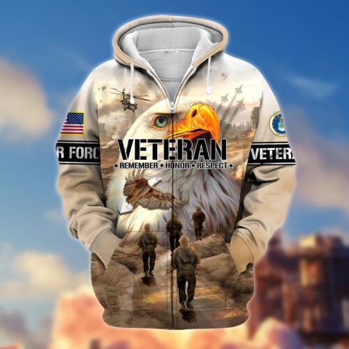 VETERAN UXVET26-AF Premium Microfleece Zip Hoodie