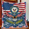 Proud Navy Veteran Eagle Quilt Blanket