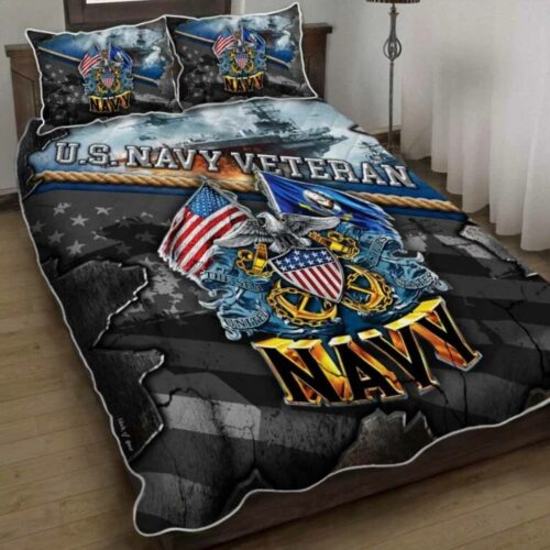 United States Navy Veteran Quilt Bedding Set