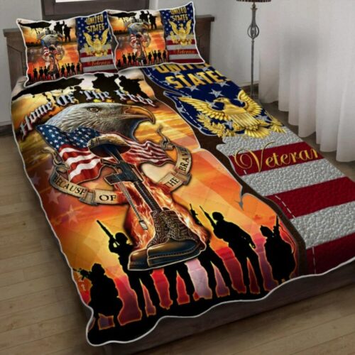 United States Veteran. Home Of The Free Quilt Bedding Set