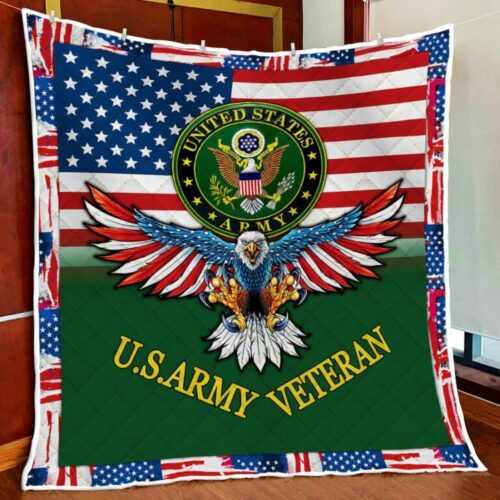 Veteran Home Of The Free Because Of The Brave Quilt Blanket