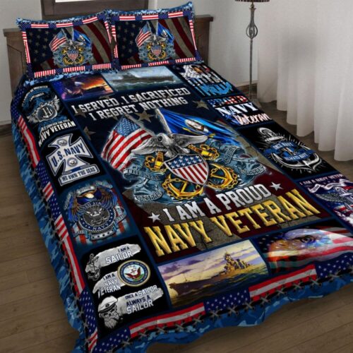 U.S. Navy I Am A Proud Navy Veteran Quilt Bedding Set UXVET16BD