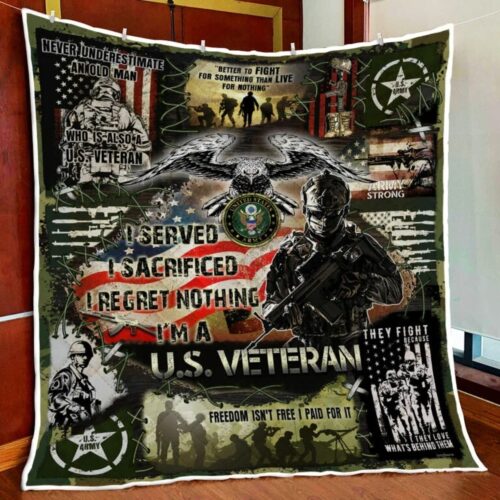 Veteran Home Of The Free Because Of The Brave Quilt Blanket