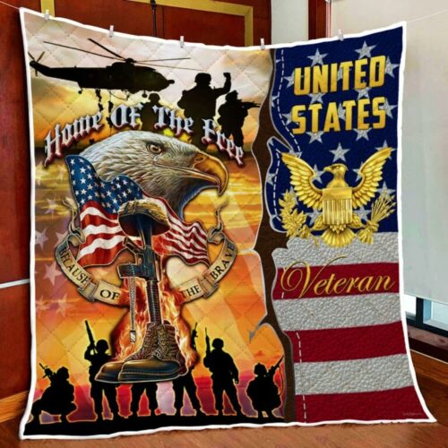 Proud Navy Veteran Eagle Quilt Blanket