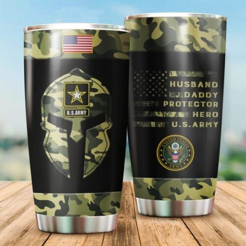 US VETERAN ARMY GREEN STAINLESS STEEL TUMBLER PROUD MILITARY