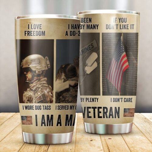 VETERAN US ARMY EAGLE IN MY HEART STAINLESS STEEL TUMBLER PROUD MILITARY