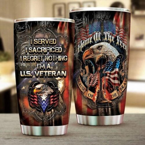 VETERAN HONOR THE FALLEN I WILL STAINLESS STEEL TUMBLER PROUD MILITARY