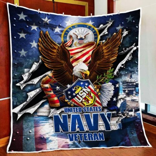 U.S Navy Veteran Proudly Served Quilt Blanket