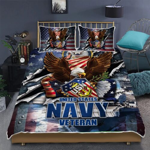 US Navy Bedding U.S. Navy E-7 Chief Petty Officer American Eagle Veteran Quilt Bedding Set