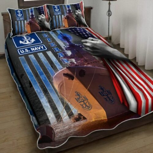 United States Navy Veteran Quilt Bedding Set