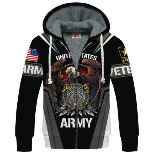 VETERAN UXVET23-AM Premium Heavy Fleece Zip Hoodie