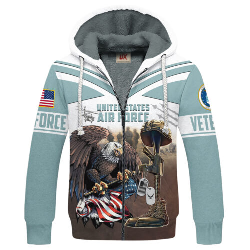 VETERAN UXVET28-AF Premium Heavy Fleece Zip Hoodie