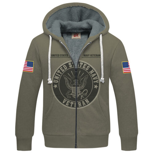 VETERAN UXVET38-NV Premium Heavy Fleece Zip Hoodie