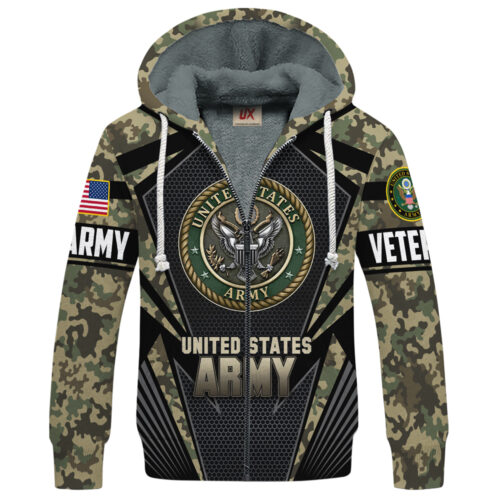 VETERAN UXVET27-AM2 Premium Heavy Fleece Zip Hoodie