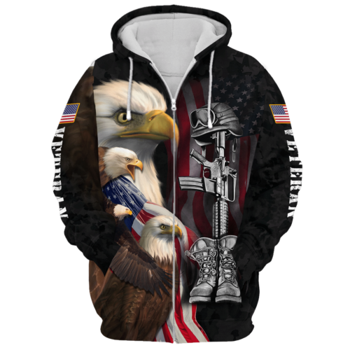 VETERAN HBLVTR56 Premium Microfleece Zip Hoodie