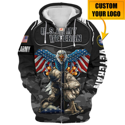 VETERAN HBLVTR45 Premium Microfleece Zip Hoodie