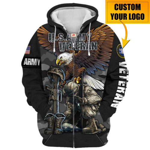 VETERAN HBLVTR54 Premium Microfleece Zip Hoodie