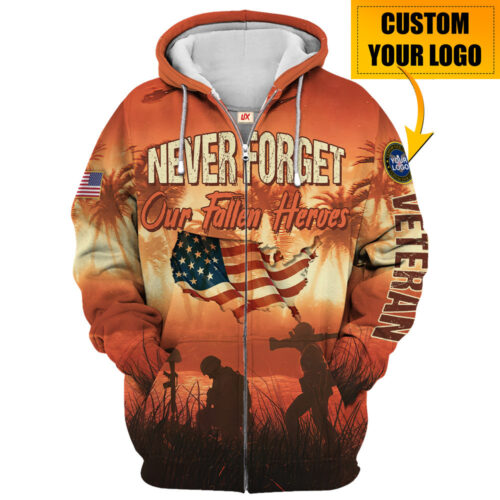 VETERAN HBLVTR59 Premium Microfleece Zip Hoodie