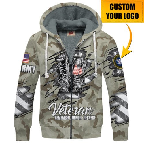 VETERAN HBLVTR68 Premium Heavy Fleece Zip Hoodie