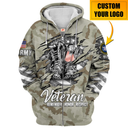 VETERAN HBLVTR68 Premium Microfleece Zip Hoodie