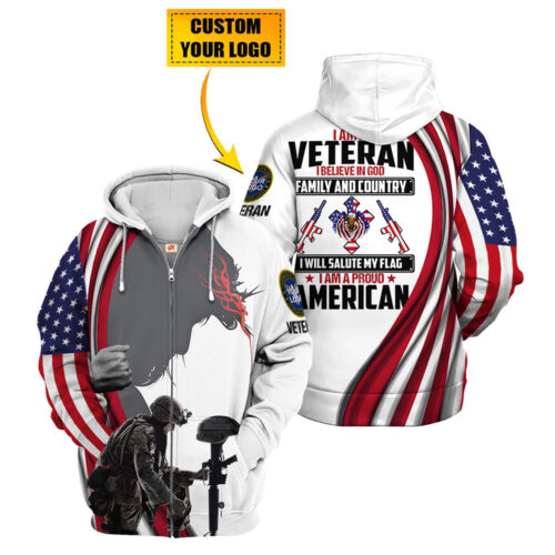 VETERAN UXVET05 Premium Microfleece Zip Hoodie