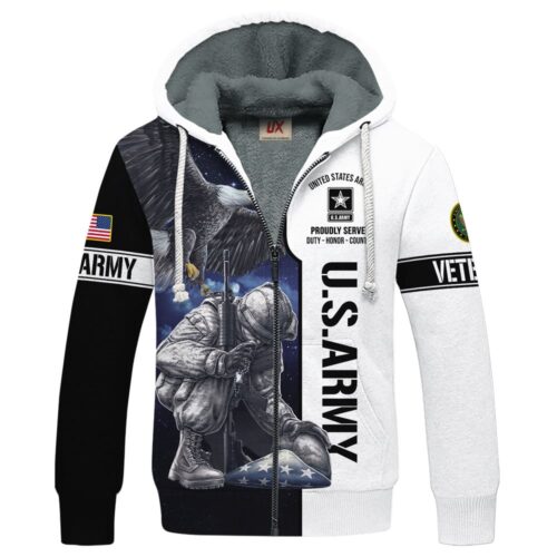 VETERAN UXVET83-AM Premium Heavy Fleece Zip Hoodie