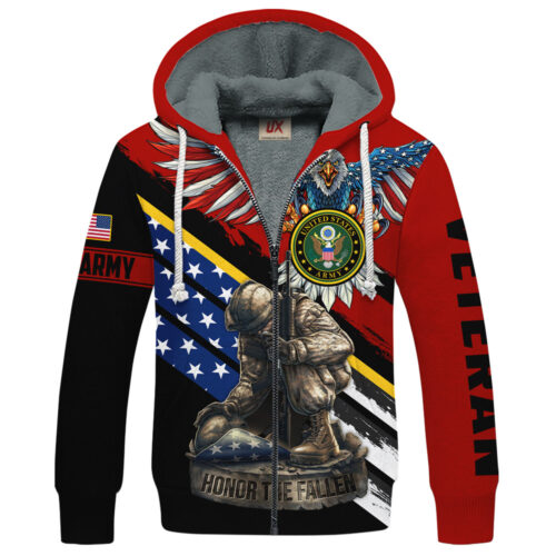 VETERAN UXVET53A-AM Premium Heavy Fleece Zip Hoodie