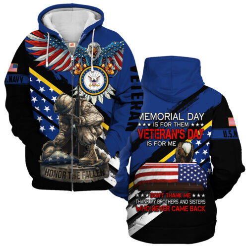 VETERAN UXVET53A-NV Premium Microfleece Zip Hoodie