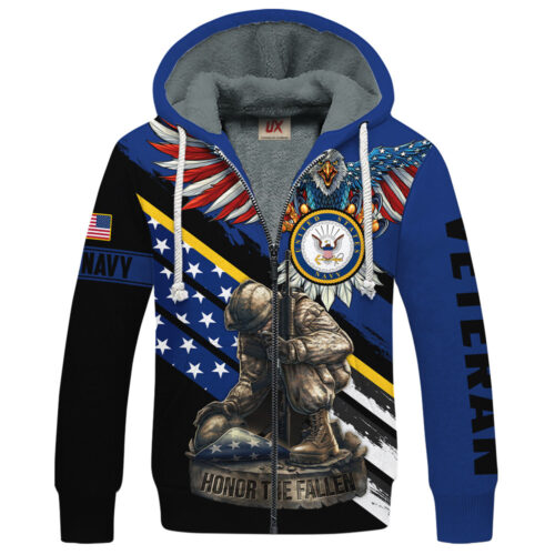 VETERAN UXVET53A-NV Premium Heavy Fleece Zip Hoodie