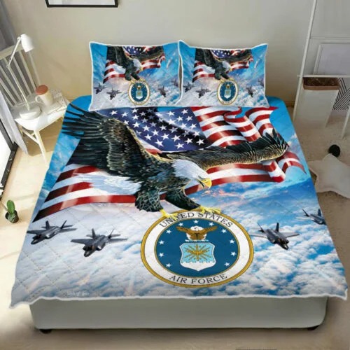 United States Air Force Veteran American US Quilt Bedding Set