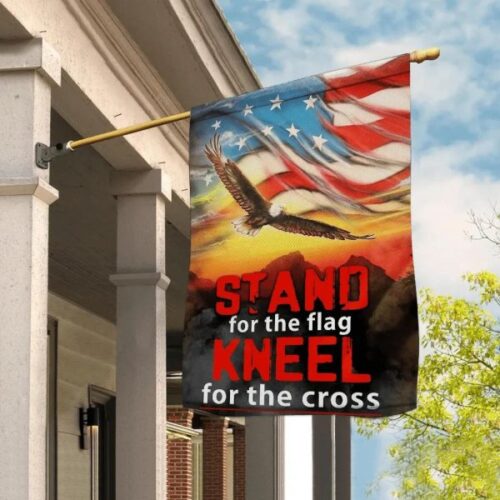 Stand For Kneel For The Cross Eagle Fly Fallen Brother Veteran Flag