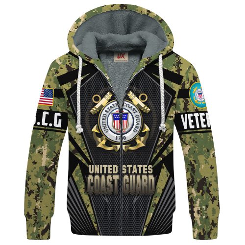 VETERAN UXVET27-CG Premium Heavy Fleece Zip Hoodie