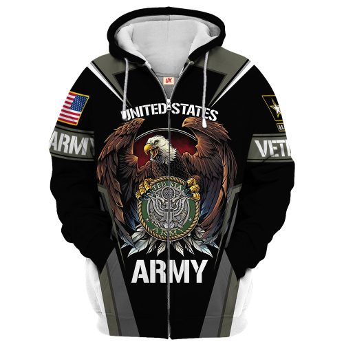 VETERAN UXVET23-AM Premium Microfleece Zip Hoodie