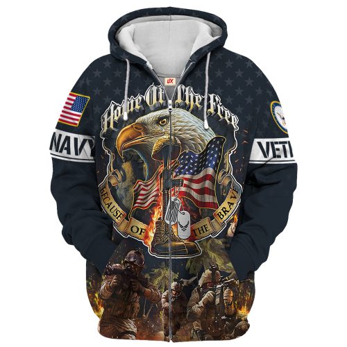 VETERAN UXVET39-NV Premium Microfleece Zip Hoodie