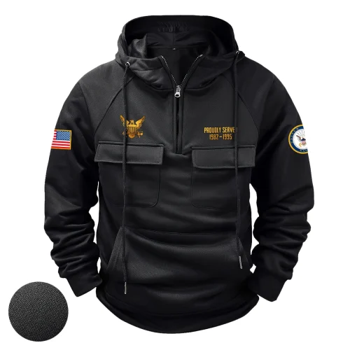 New Release! Personalized Gift Vietnam Veteran U.S. Navy Tactical Quarter Zip Hoodie BLVTR230524A03NV