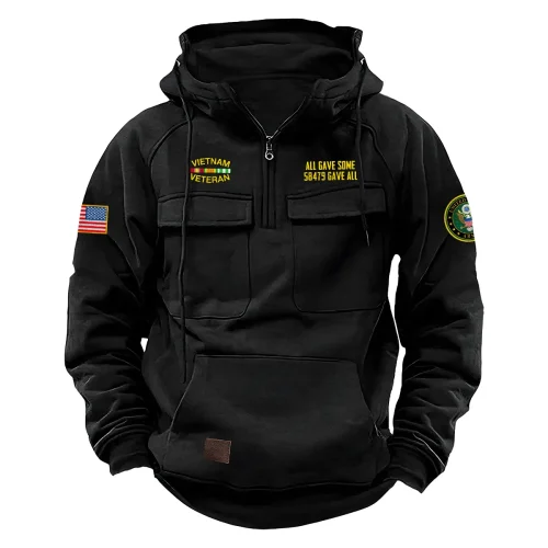 New Release! Personalized Gift Vietnam Veteran U.S. Marine Corps Tactical Quarter Zip Hoodie BLVTR230524A03MC