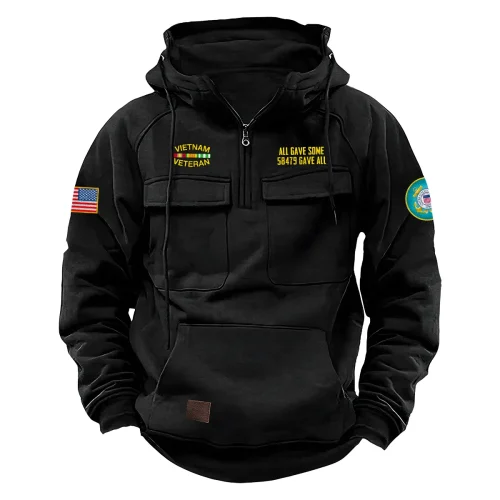 New Release! Personalized Gift Iraq War Veteran U.S. Army Tactical Quarter Zip Hoodie BLVTR230524A04AM