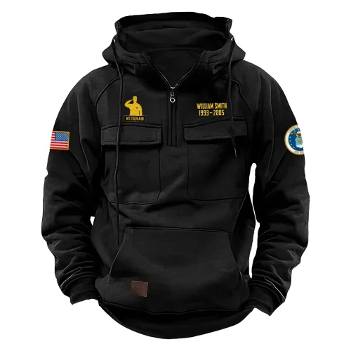 New Release! Personalized Gift U.S. Air Force Tactical Quarter Zip Hoodie BLVTR240524A01AF