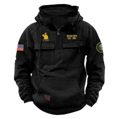 New Release! Personalized Gift U.S. Army Tactical Quarter Zip Hoodie BLVTR240524A01AM